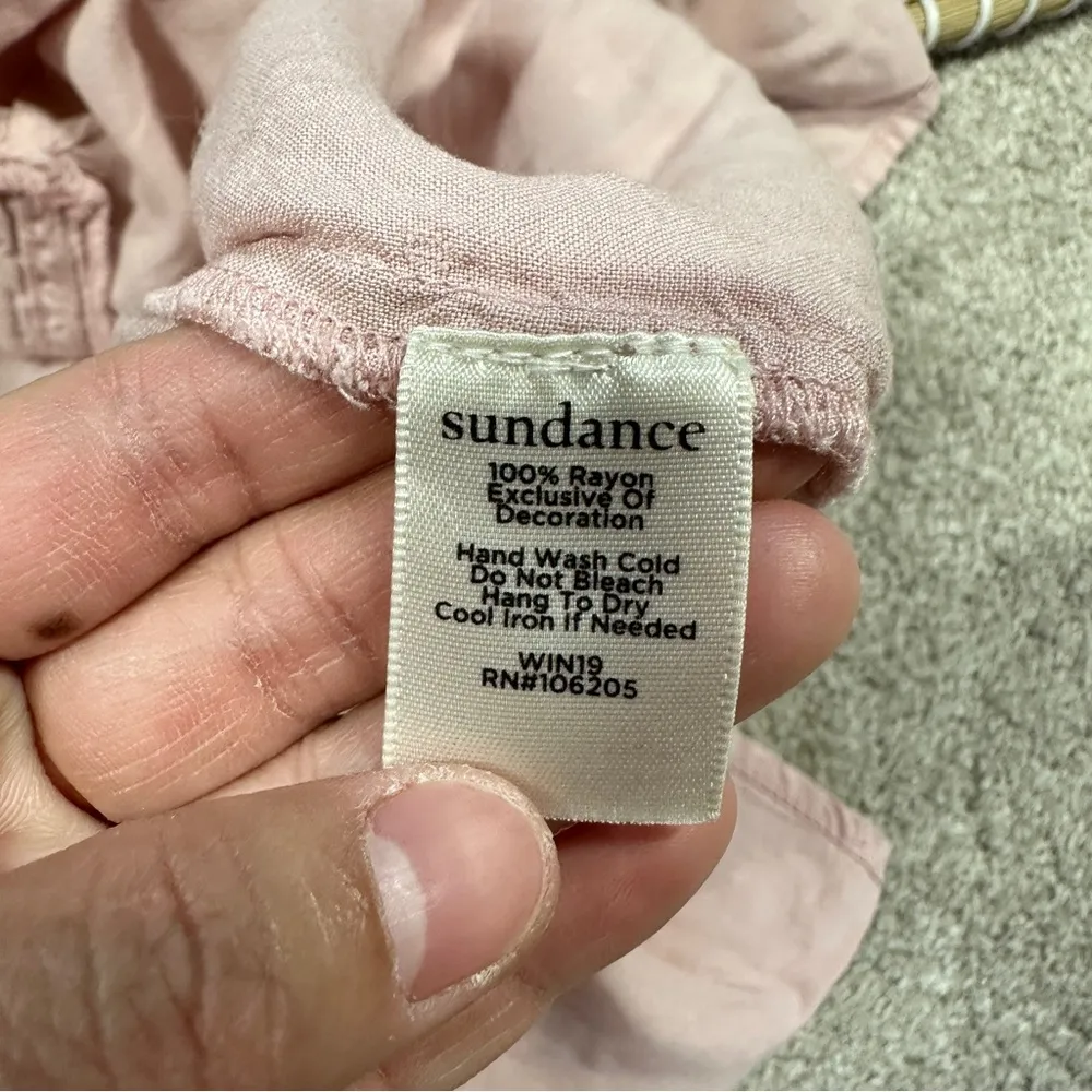 Sundance Spirit Lake Top Blouse Pintucks Ruffle Sleeve Boho Coquette in Pink L Size L - Image 14