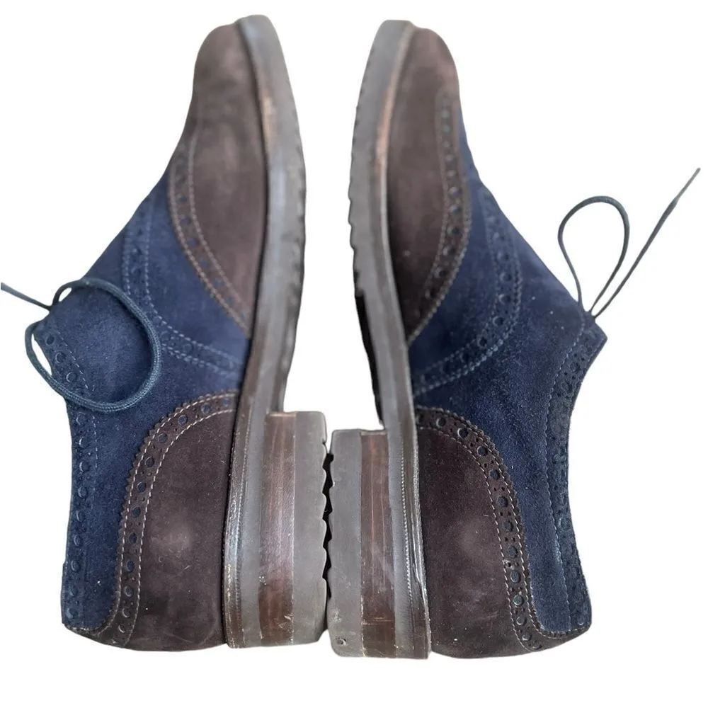 Gravati Arthur Beren Wingtip Oxford Genuine Soft Calfskin Suede 6 Blue - Image 4