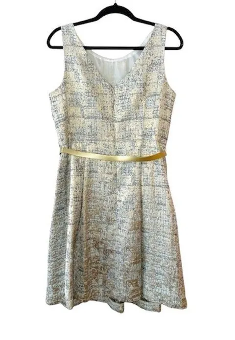 Dressbarn Silver Metallic Belted Sleeveless Holiday Dress - Image 2