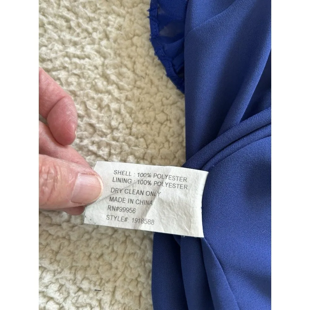 Shoshanna Emmy Dress Surplice V-Neck Sleeveless Cobalt Blue Asymmetrical Hem 4 - Image 15