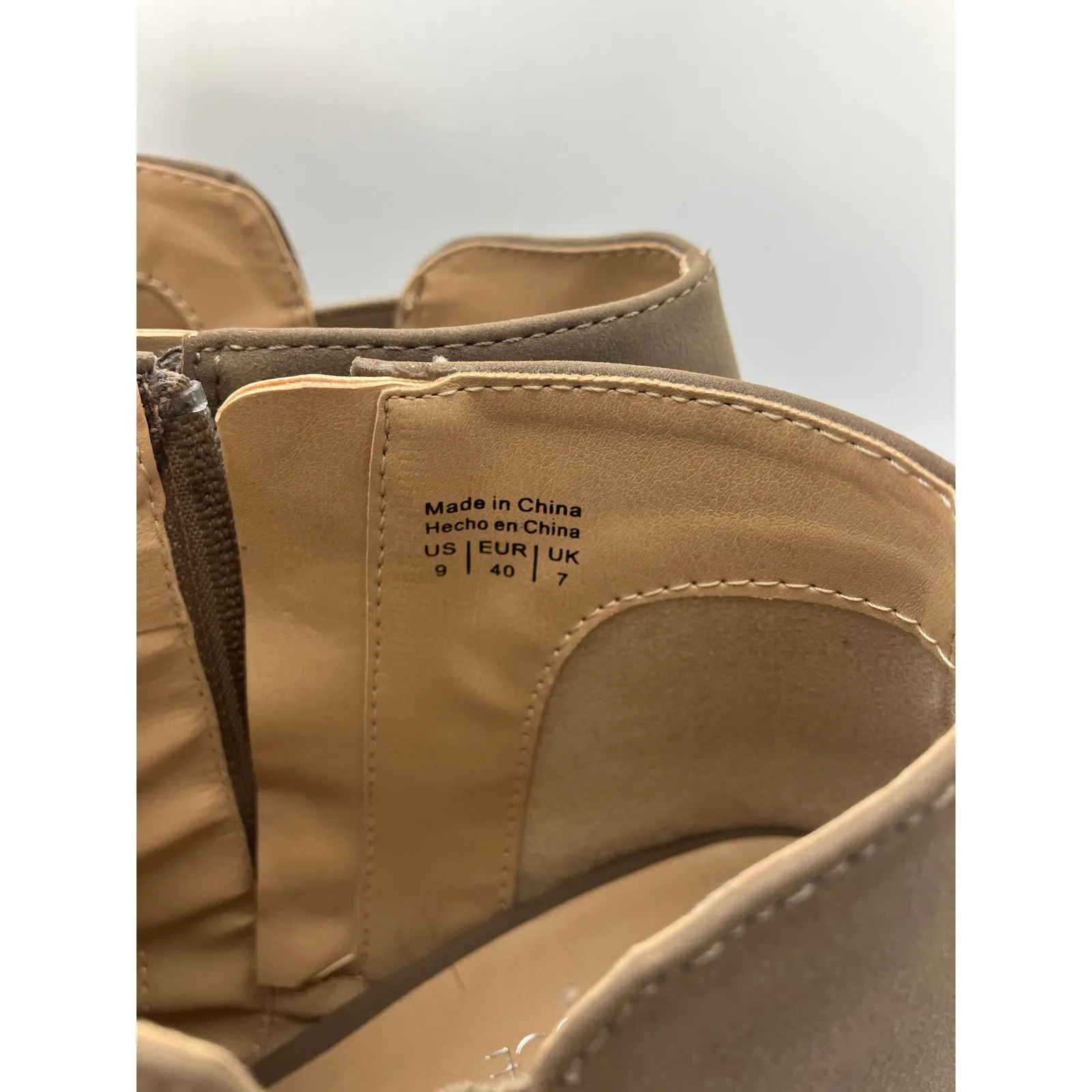 Market & Spruce Taupe Peep Toe Booties Size 9 Faux‎ Suede Zip Block Heel Shoes - Image 10