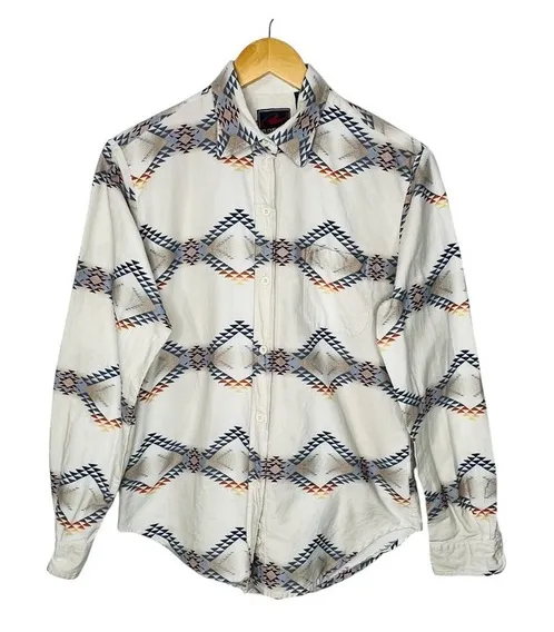 Roper Aztec Print Western Shirt Long Sleeve Button Up Top Women Size Medium Tan - Image 1