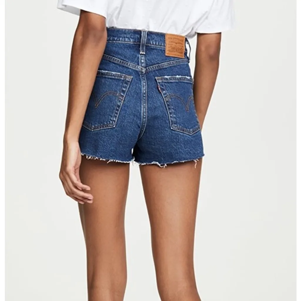 Levi's Ribcage Shorts Blue High Rise Cutoff Jean Shorts Size 26 - Image 2