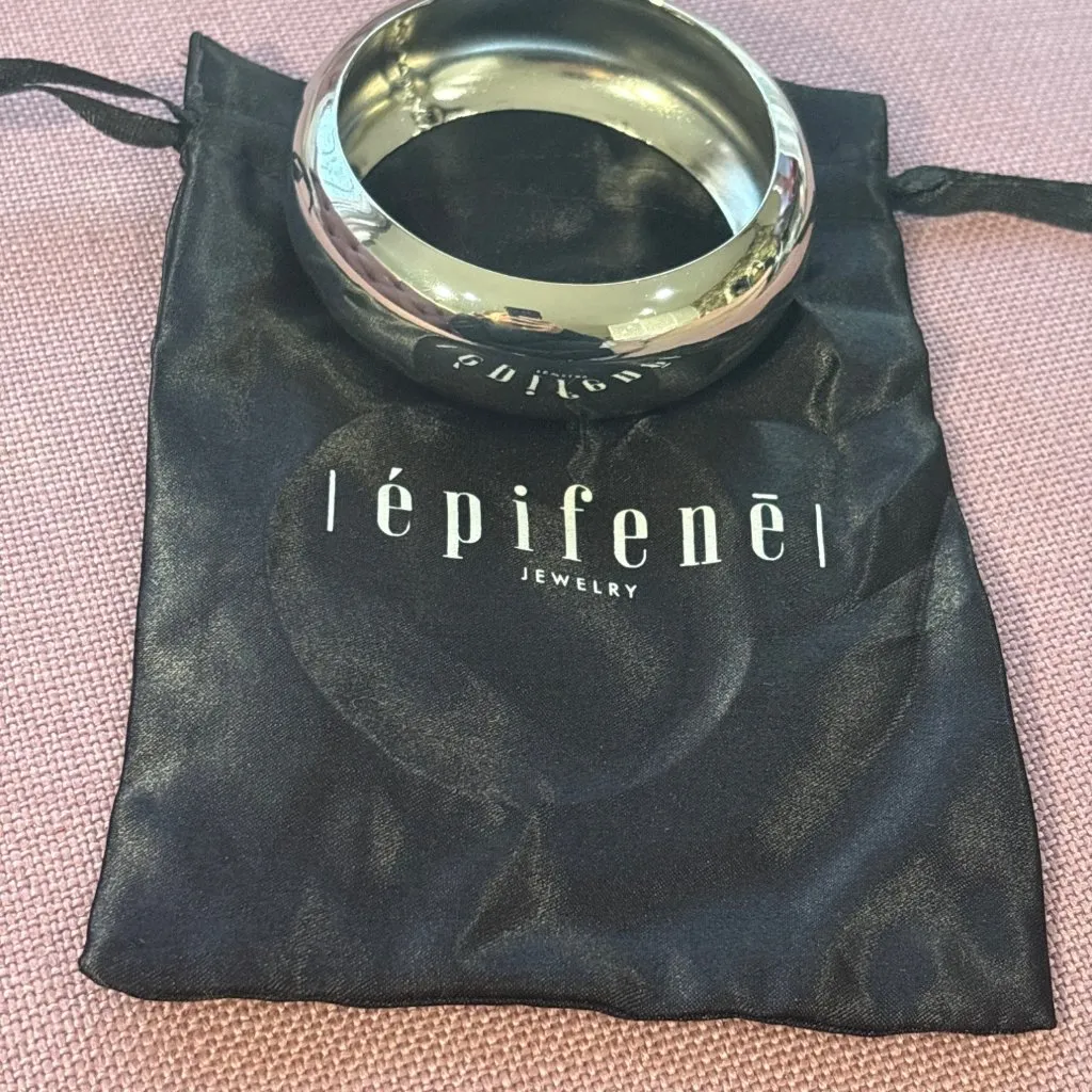 Epifene Chunky Bangle in silver One Size New Womens Bracelet - Image 2