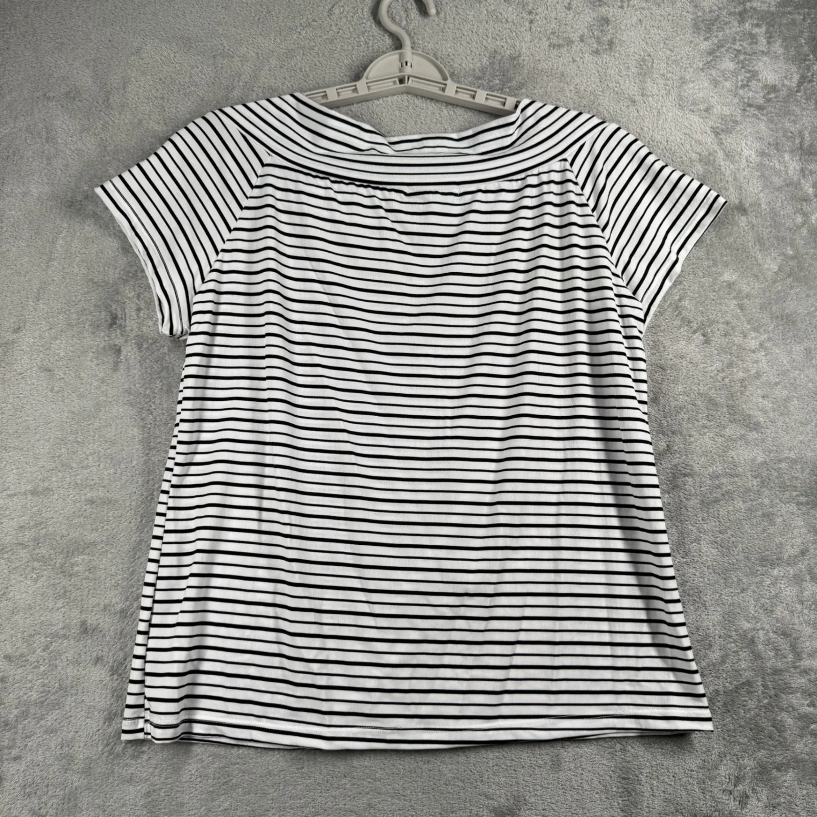 Jessica Max Blouse Womens XL Black‎ White Striped Top Flower Whimsigoth Y2K Black - Image 3