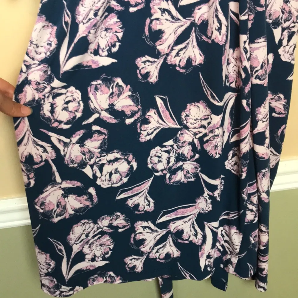 A Pea in the Pod Maternity Women’s Floral Print Wrap Tie Blue Pink Purple Dress - Image 9