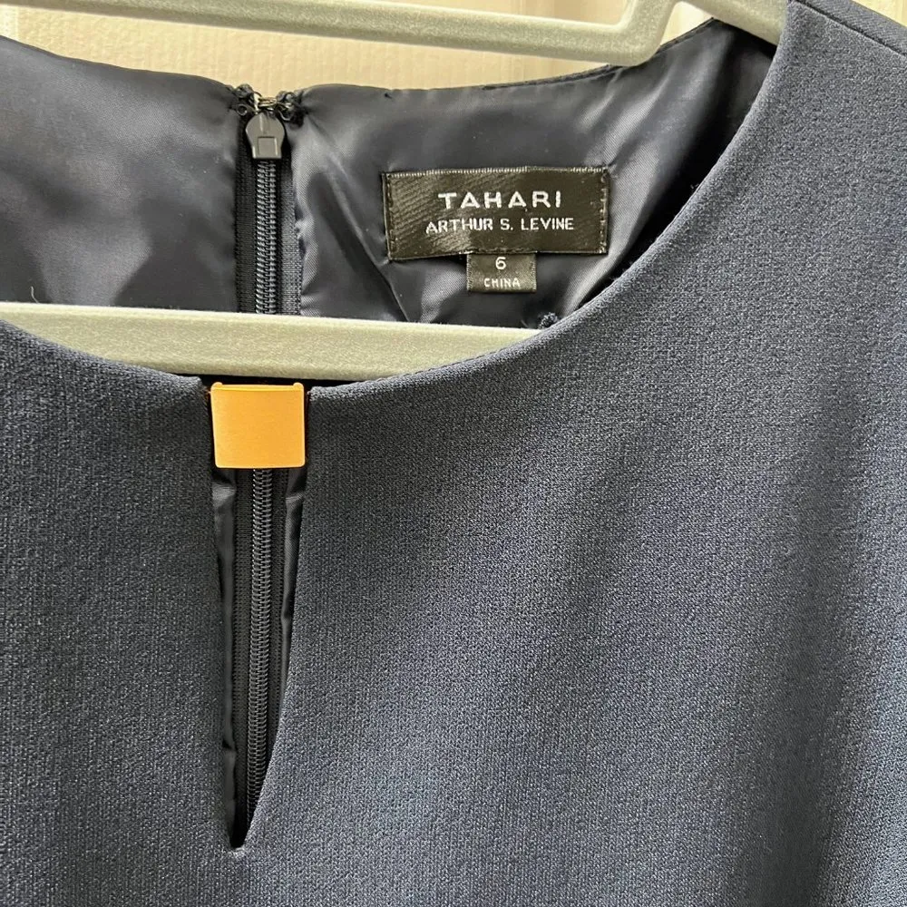 NWT Tahari Arthur S. Levine Midnight Blue Women’s Shift Dress Size 6 - Image 3