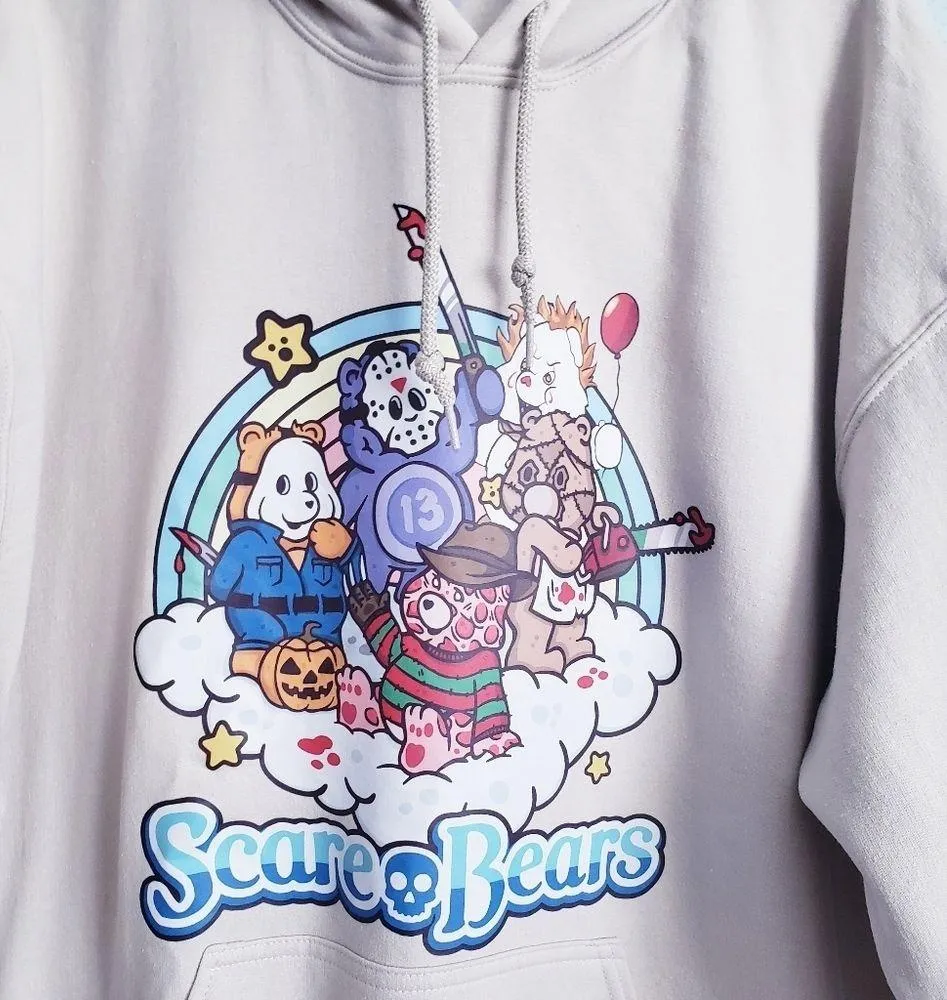 Cream Car Bears Scare Bears Hoodie Size L - Image 3