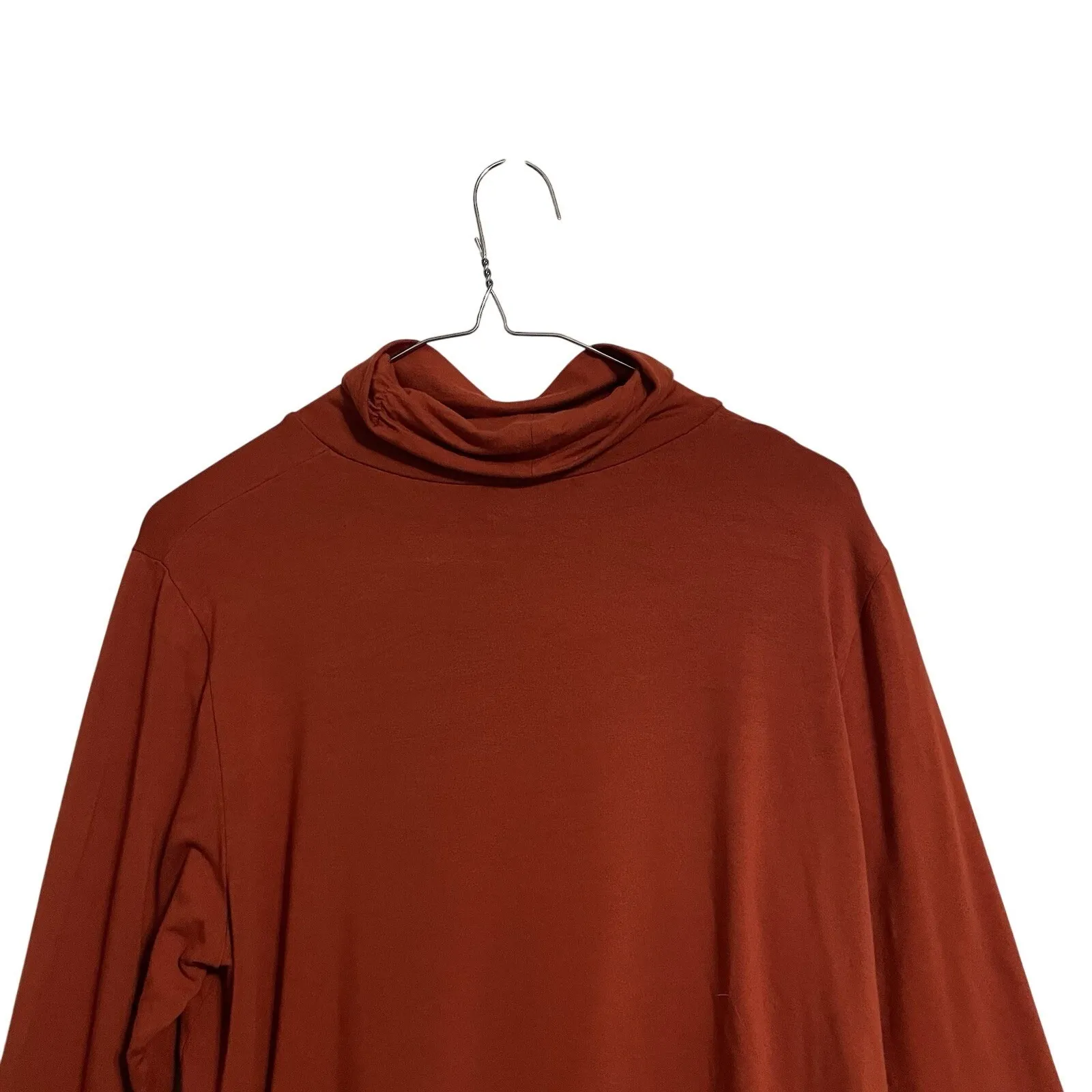 EILEEN FISHER Womens Orange Turtleneck Long Sleeve Top Size L Rayon Lycra Blend - Image 9