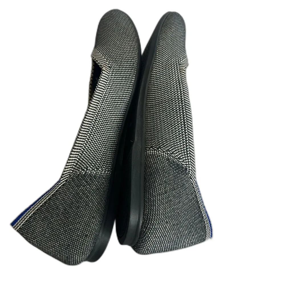 Rothy's Grey Black Birdseye Knit Ballet Flats Blue Trim Womens size 9 - Image 6