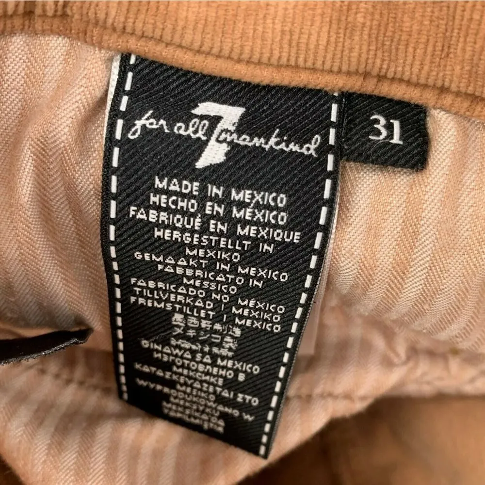 7FAMK Brown Corduroy Button Front Skirt Size 31 - Image 9