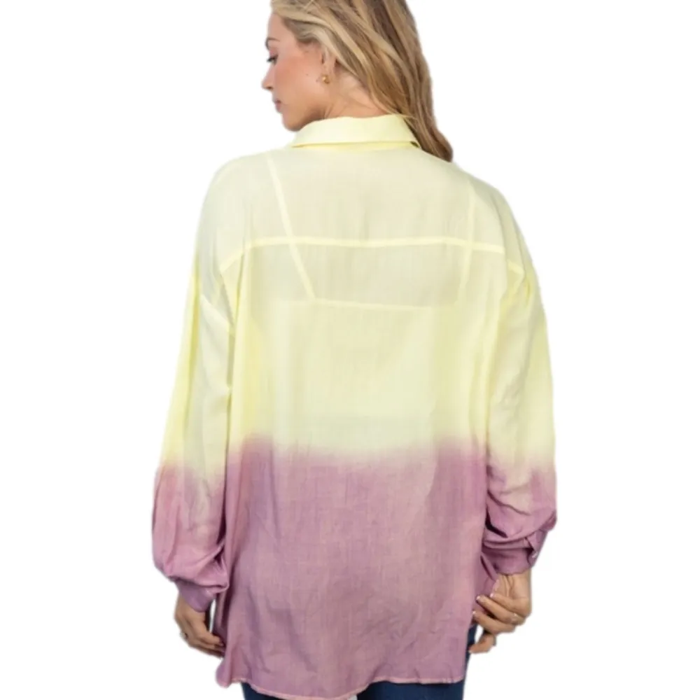 NWT WHITE BIRCH Tie Dye Button Down Shirt women’s Small oversized Rayon beachy - Image 2