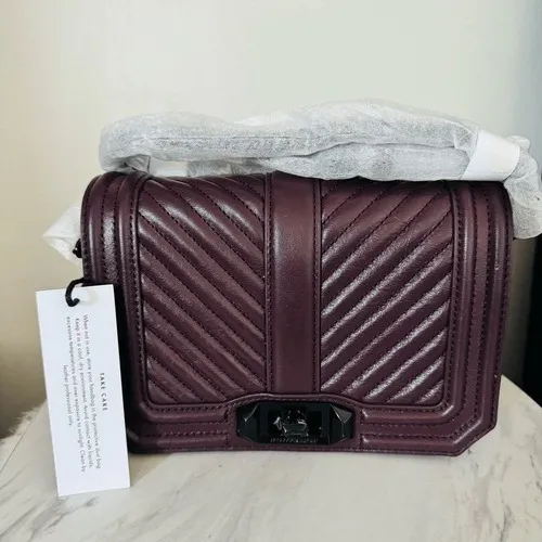 Rebecca Minkoff Small Love Leather Quilted‎ Crossbody Bag,  Burgundy, NWT - Image 11