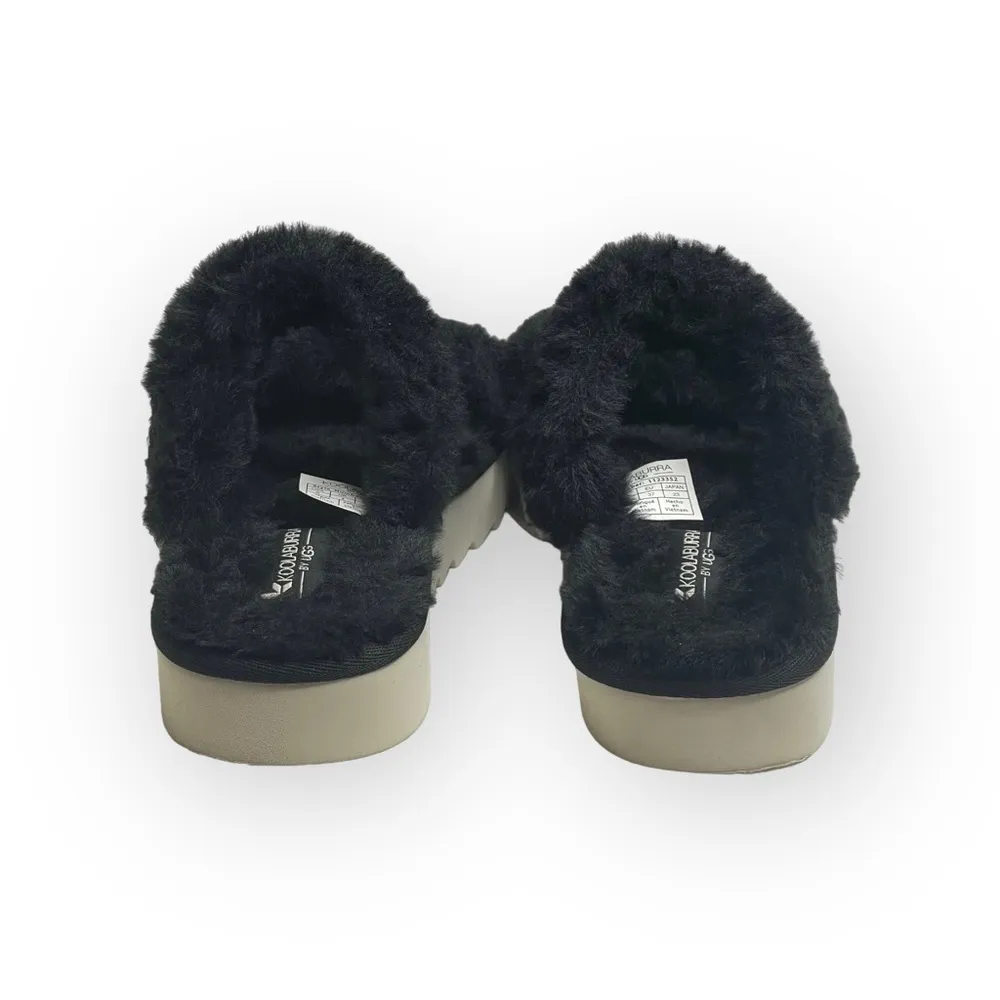 Koolaburra by UGG 𖦹 Comfy Vegan Faux Fuzzy Fur Slide Sandal 𖦹 Black White 𖦹 6 - Image 4