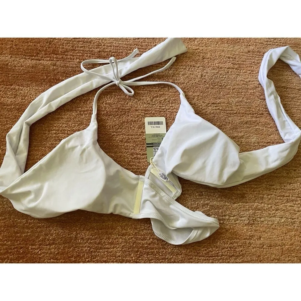 SHEKINI White Bikini Top Size L Wrap Style Adjustable Swimwear Size L - Image 4