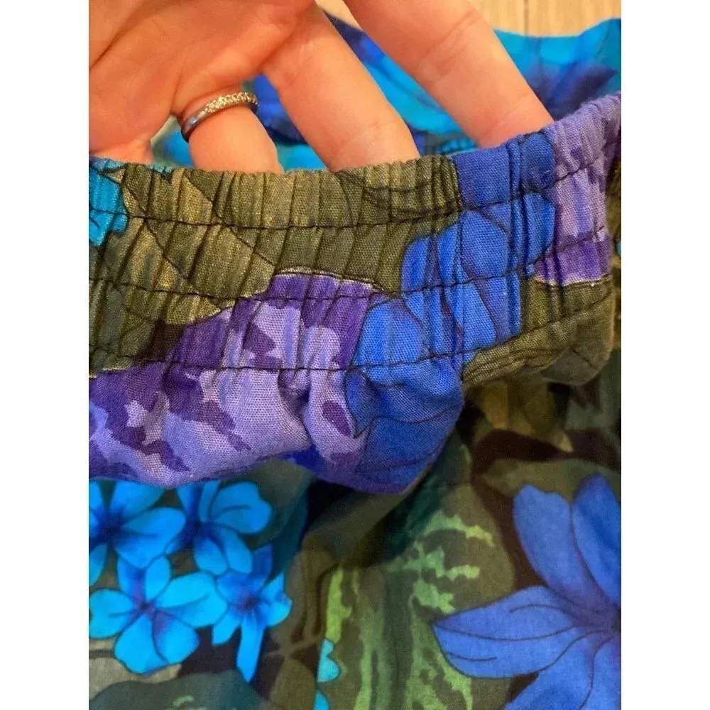 Vintage Women’s Shorts Floral Hawaiian 90s High Waist Coastal Petite Medium Blue - Image 4