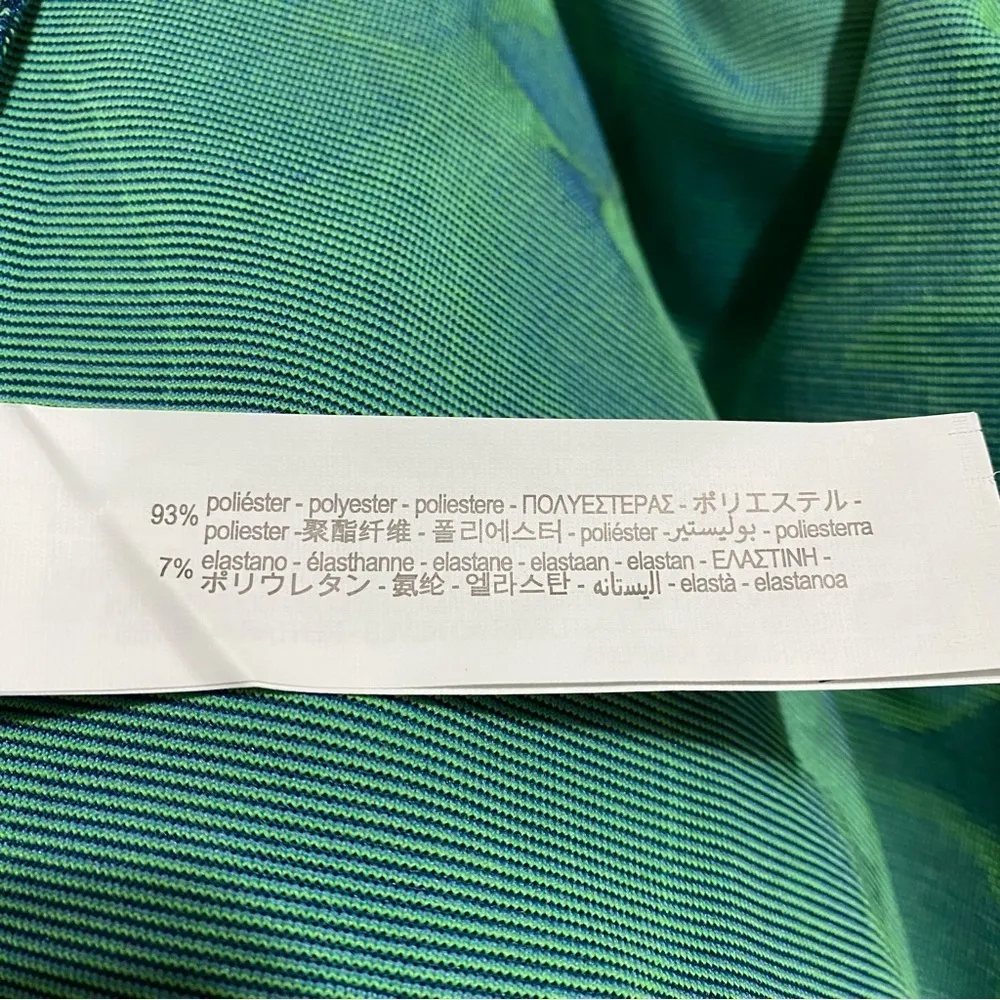 ZARA Green Asymmetric Jacquard V-Neck Dress Size M Spaghetti Strap One Sleeve - Image 16