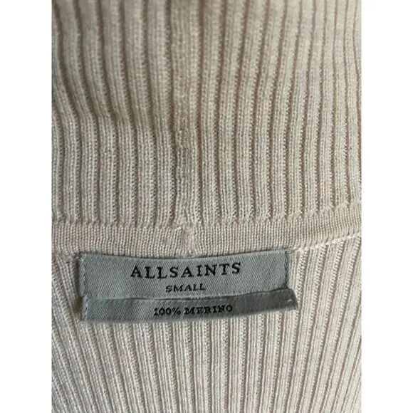 All saints Elegant Cream Ribbed‎ Cowl Neck Sweater Long Sleeve Knit Pullover - Image 5