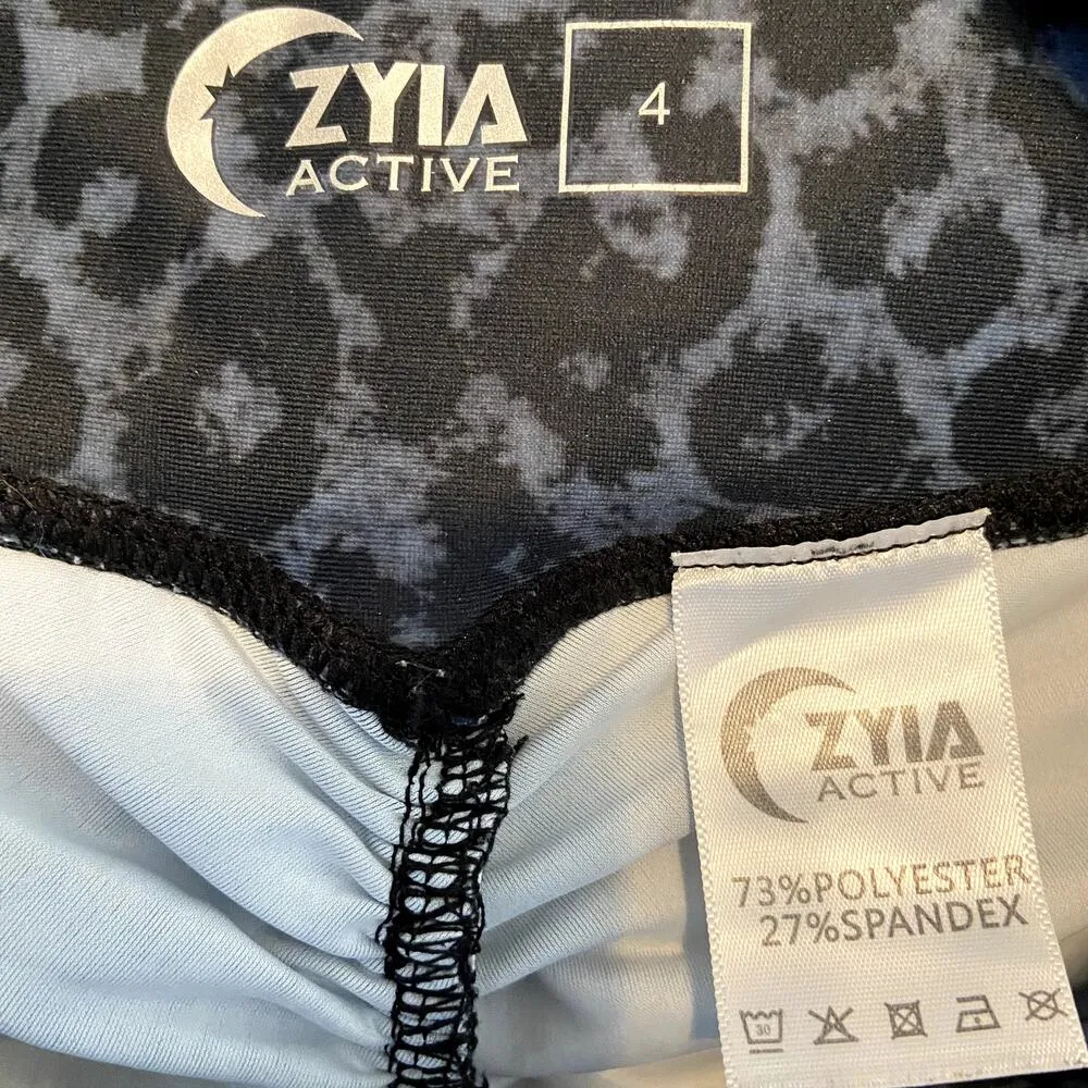 Zyia Active Light N Tight Leggings Scrunchy 7/8 High Rise Stone Leopard Blue 4 - Image 5