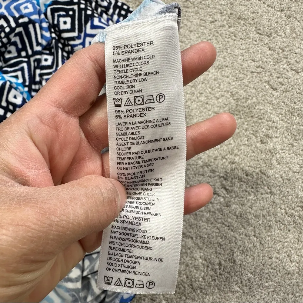 Tommy Bahama Womens Mayan Maze Maxi Dress Sleeveless Resortwear Geometric Blue L - Image 11