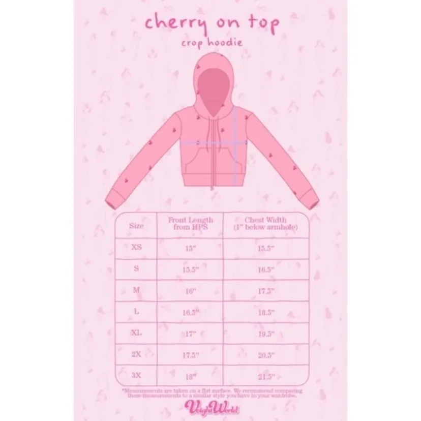 Voight by Valentina Cherry On Top Crop velour Hoodie‎ pink embroidered sz medium - Image 8