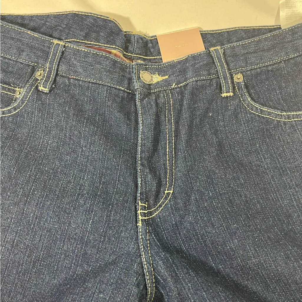 FULLY LINED W/PINK PLAID DENIM JEANS RELAXED FIT WOMEN SZ 12 DARK WASH NEW‎ - Image 7