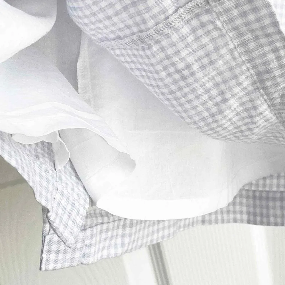 J. Crew White Peri Shadow V-Back Linen Shirtdress In Gingham - Image 7