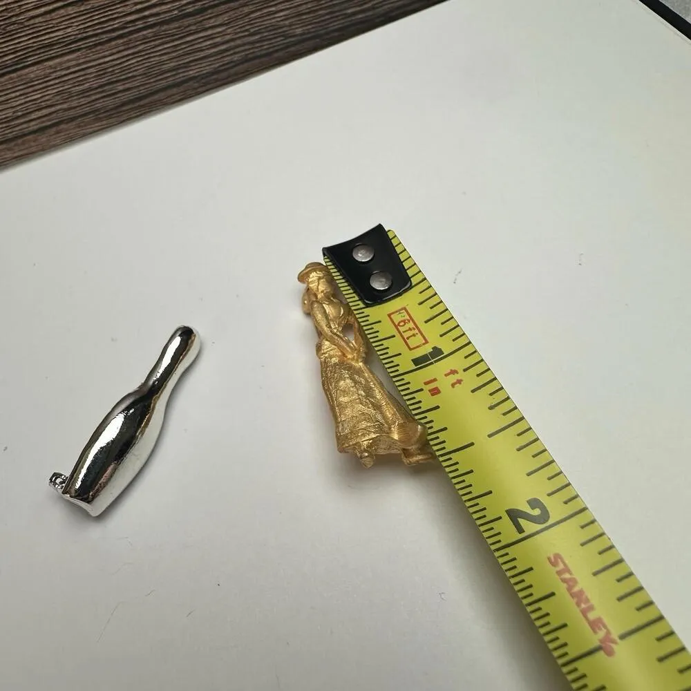 Bowling Pin / Victorian Lady Golfing Small Brooch Pin Lot Of 2 - Image 2