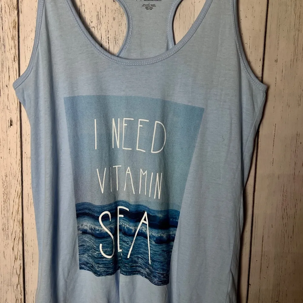 Freeze Athletic Sporty Workout Vitamin Sea Graphic Ocean Racerback Tank Sz L Size L - Image 9