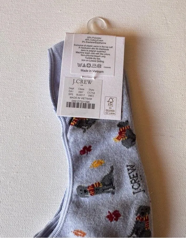 J.Crew Women's No Show Ankle Seasonal Puppy Theme Socks Sz OS NWT - Image 3