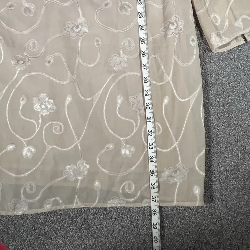 Selene Sport Womens Large Beige Shift Dress Pullover Polyester Floral Embroidery Tan - Image 10