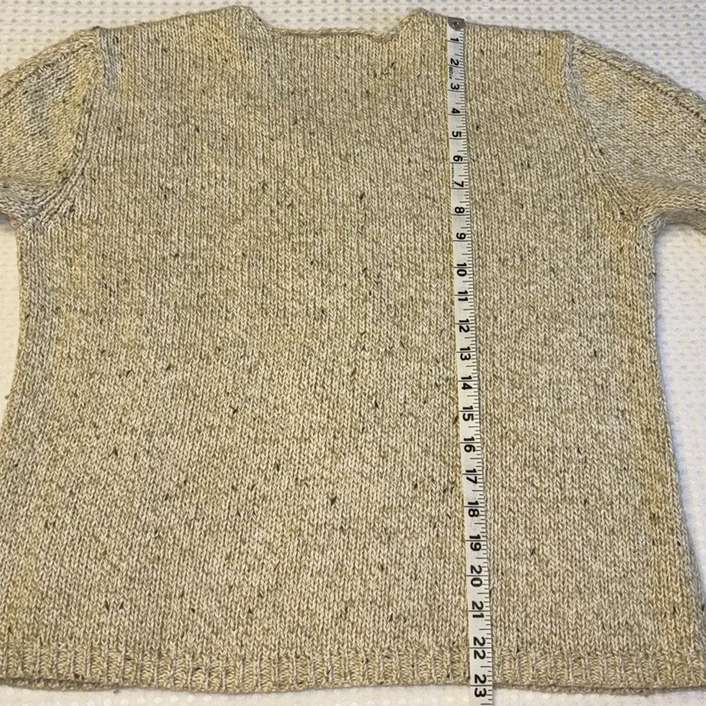 Size LARGE V-Neck Cable Knit Sweater Neutral Beige Cream Tan - Image 12