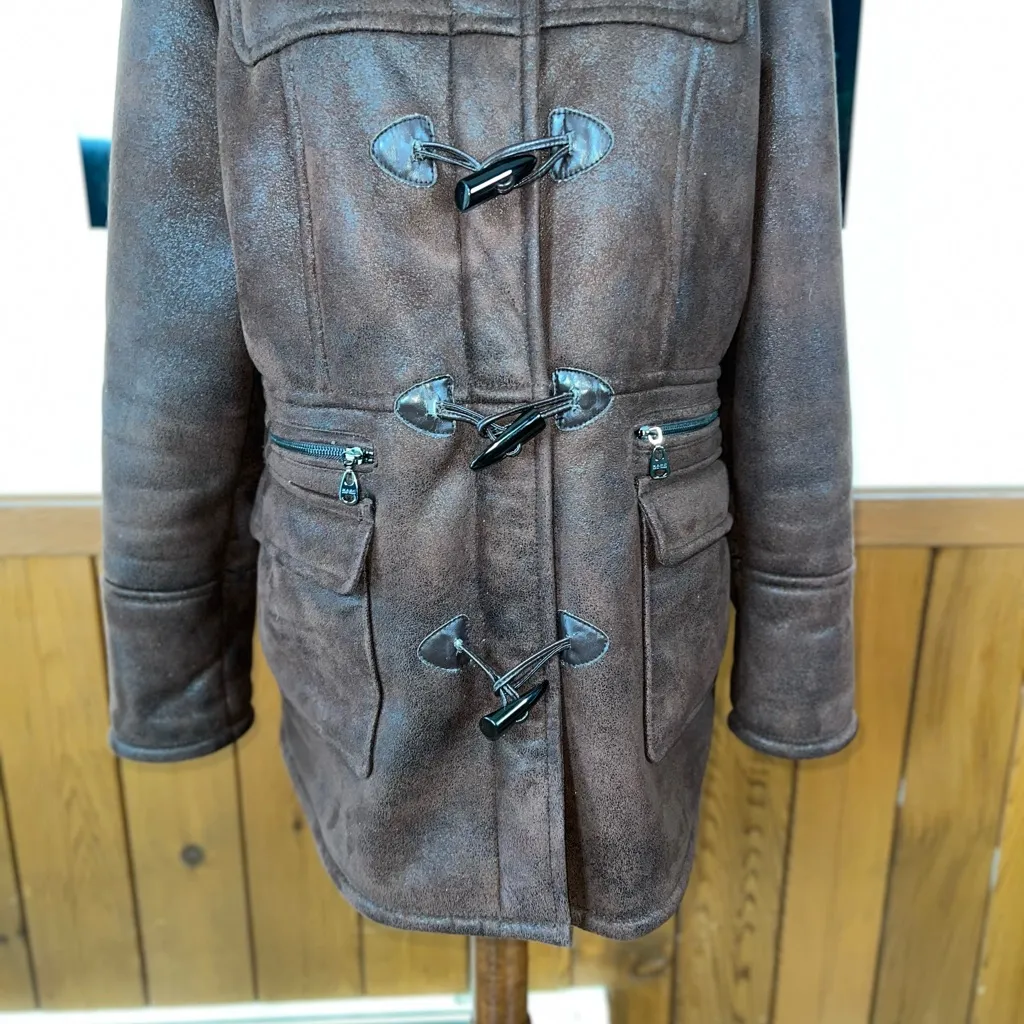 Gorgeous Marc New York Coyote Fur Trim Toggle Coat! - Image 4