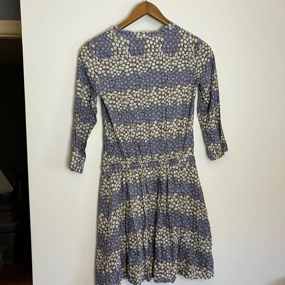 Uniqlo x Celia Birtwell Purple White Floral Casual Long Sleeve Dress - Image 5