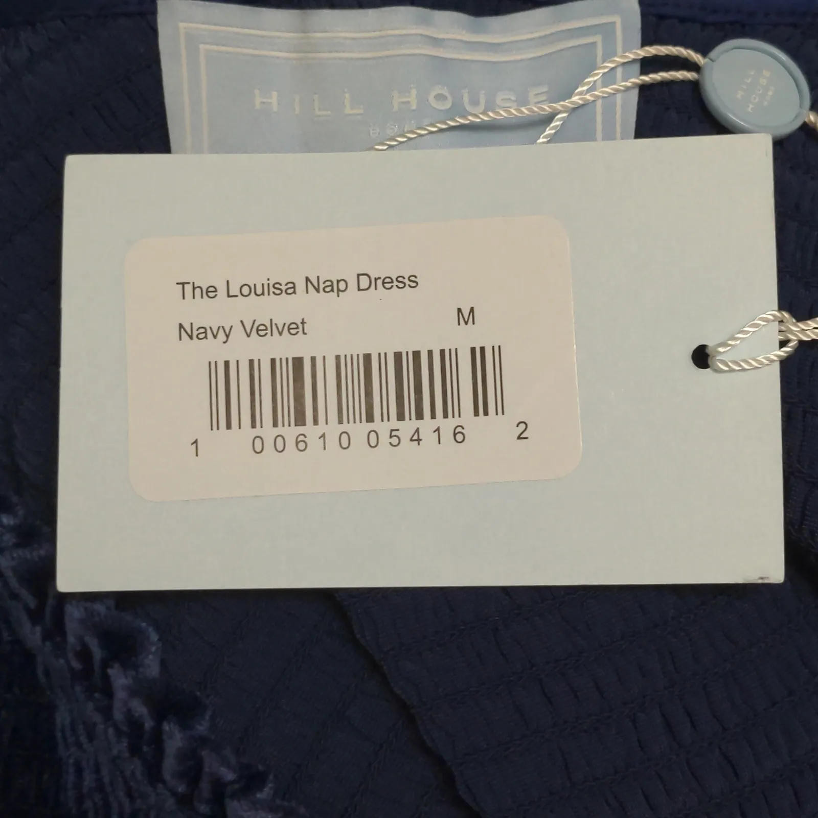 Hill House Louisa Nap Dress Navy Velvet Smocked Scoop Neck Ruffle Hem Midi M New - Image 11