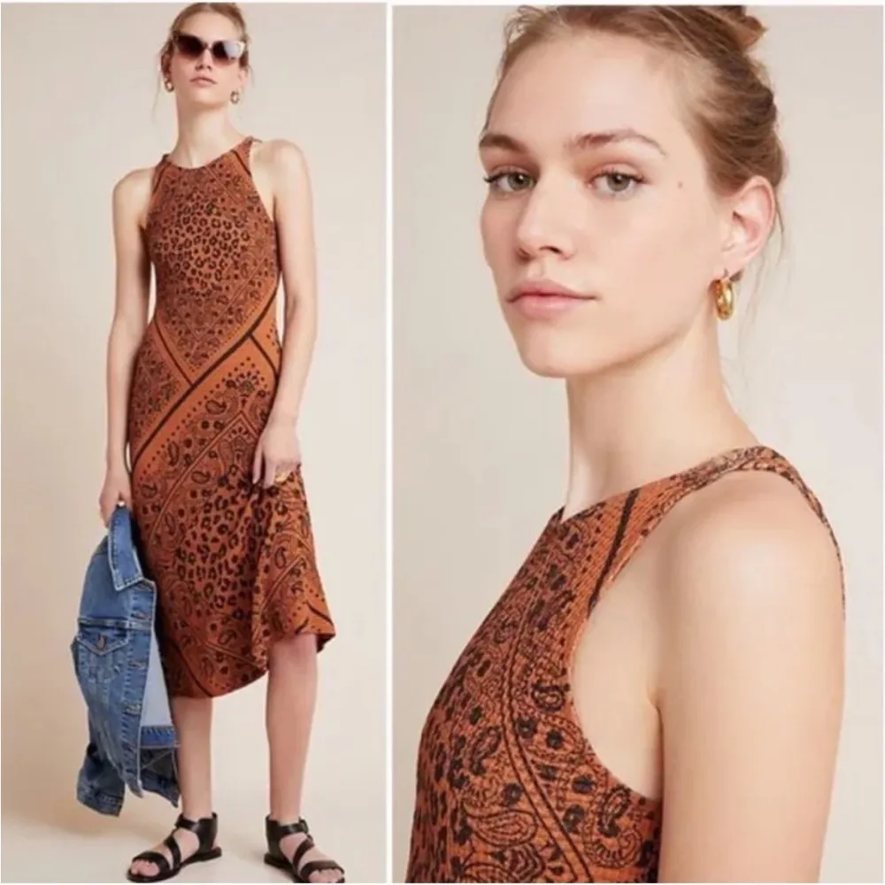 Farm Rio x Anthropologie Alyse Midi Cheetah Bandana Print Dress Size Small - Image 3