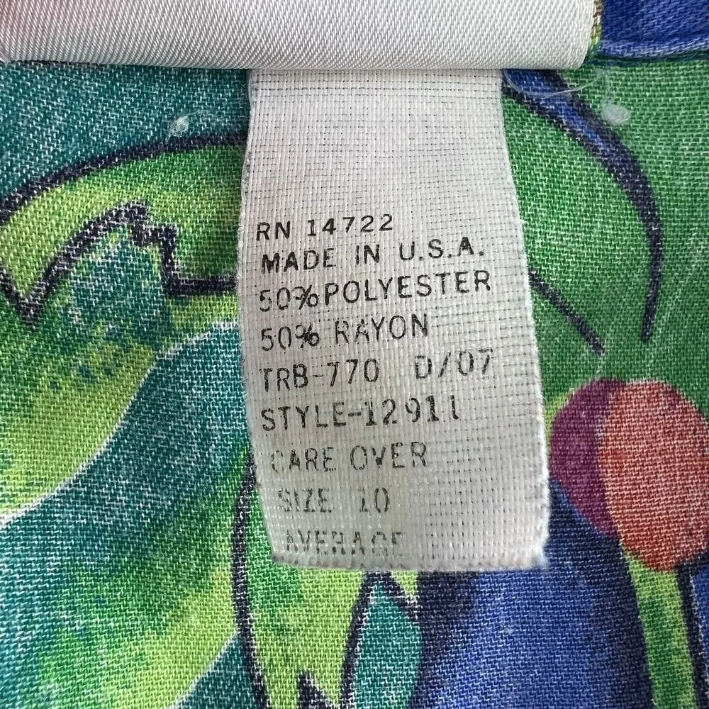 Vtg Sz 10 Florida Cheryl Tieg Shirt Blue Flamingo Palm Hawaiian 90s USA Resort - Image 5