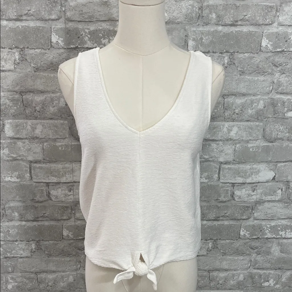 Madewell Ivory Knot-Front Tank Top - Image 2