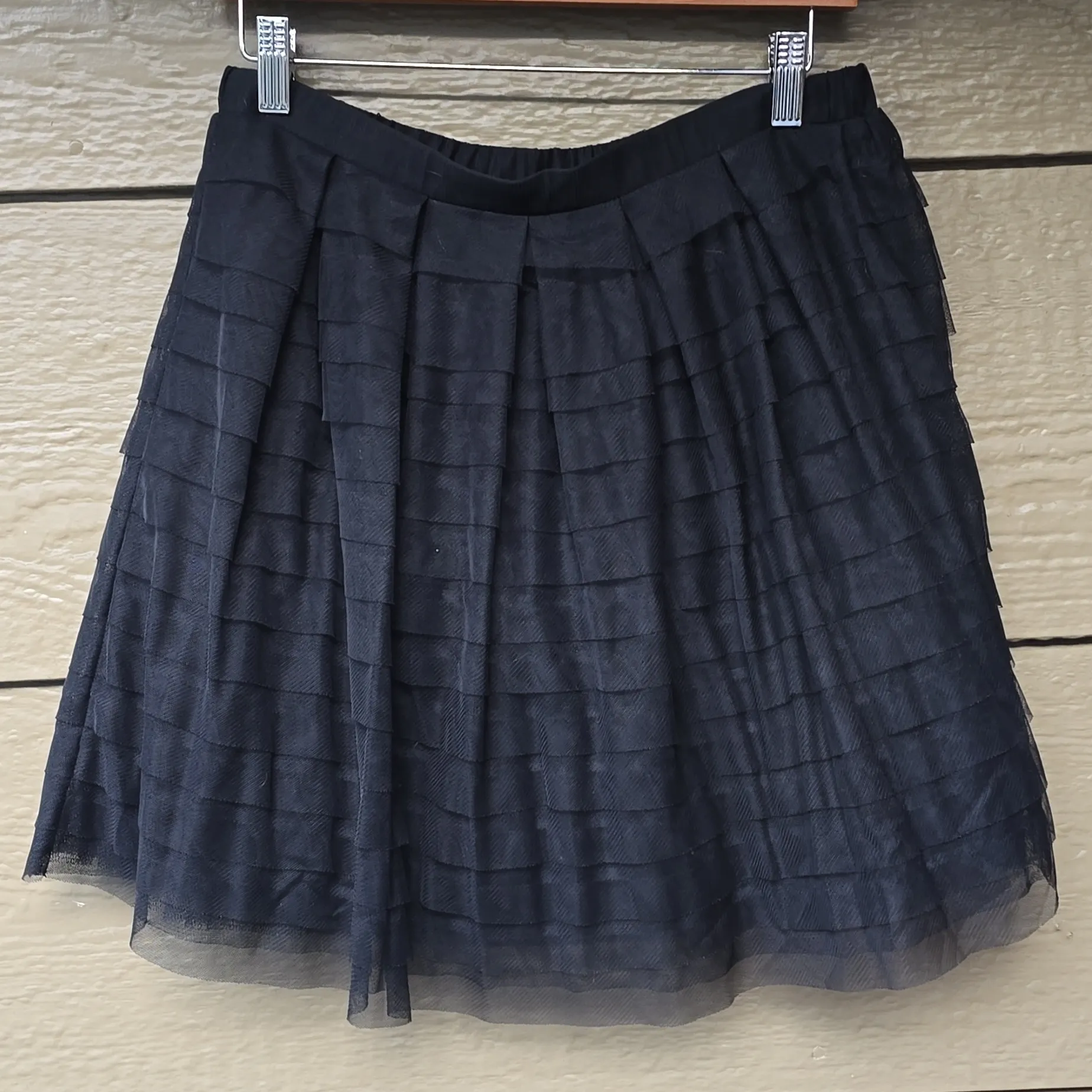 BCBGMaxazria Alegra Bias Tiered black tiered mesh mini skirt XS - Image 3