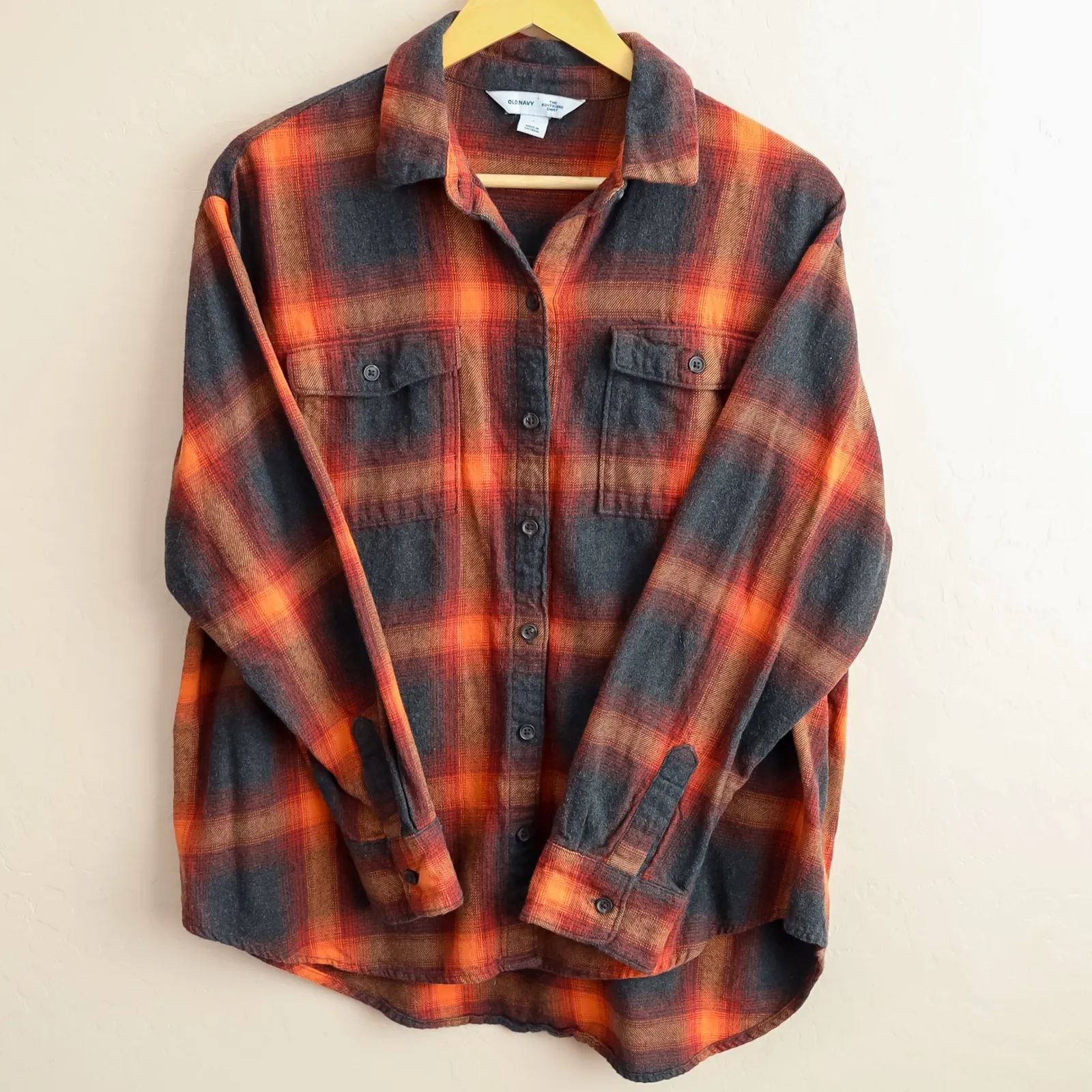Old Navy The Boyfriend‎ Shirt Women's L Taylor Swift Plaid Evermore Flannel - Image 4