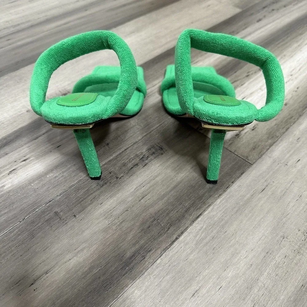 New In Box Good American Terry Cloth Square Toe High Heel Women's Green Size 12 - Image 4