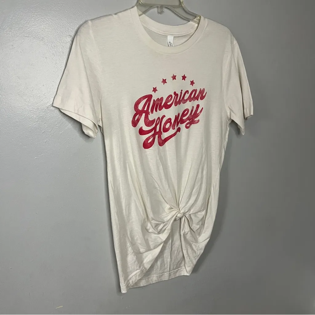 Bella Canvas Off-White Tee with Red Script - Image 2
