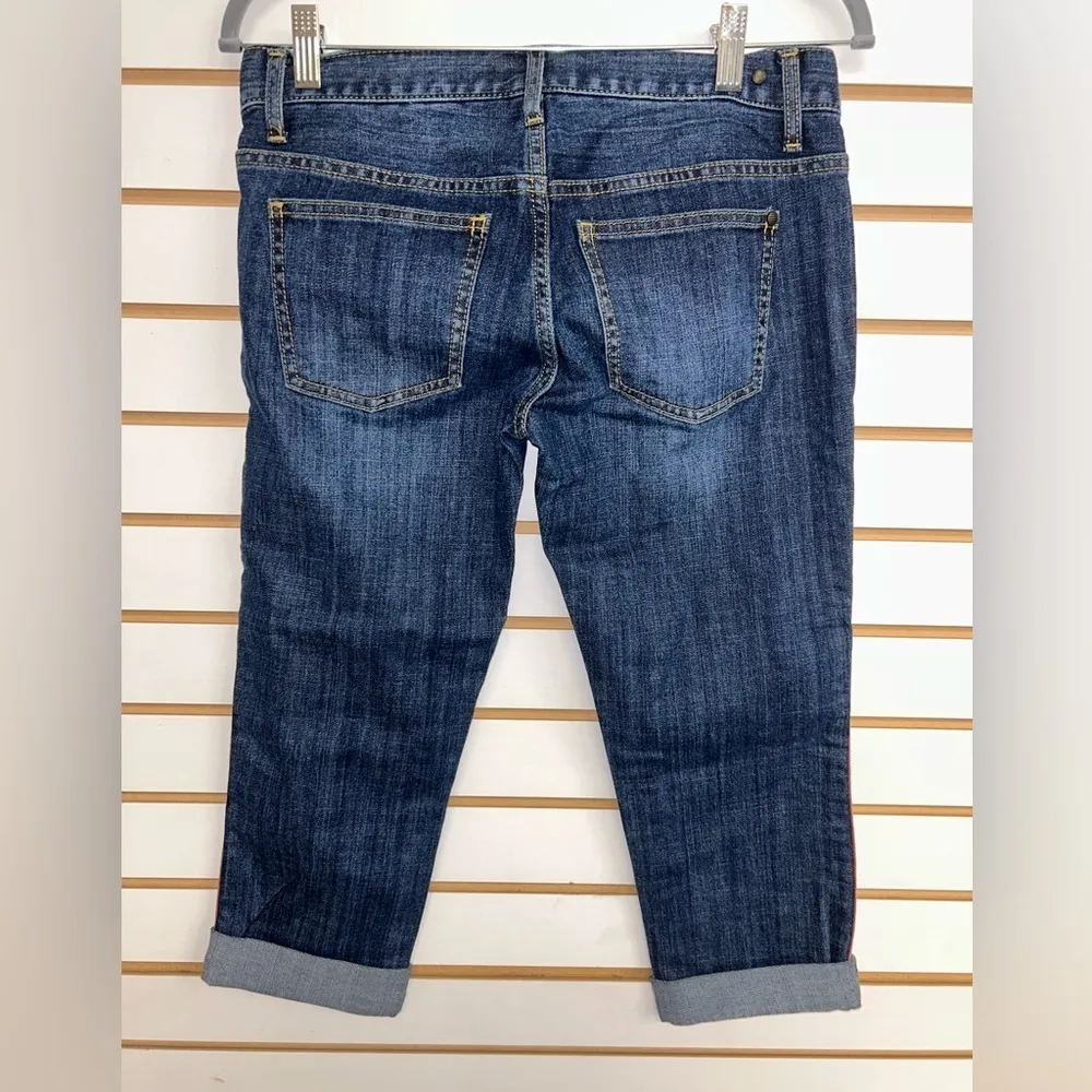 CAbi 327 Johnny Cropped Tux Denim Jeans with Red Stripe 5 Pocket Women's Size 2 - Image 4