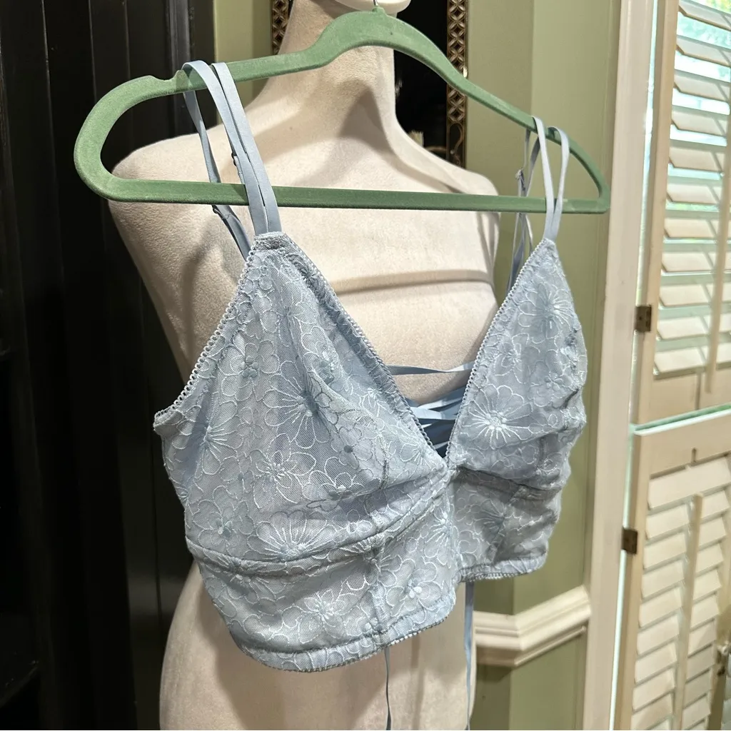 Aerie AEO Blue Floral Lace Corset Bralette NWT Size XL - Image 2
