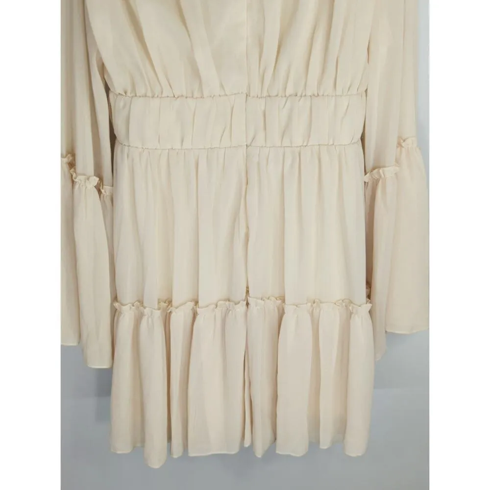 Miss‎ Ord Bell Sleeves Mini Dress Cream Womens Est. MED NWT Coquette Babydoll - Image 6