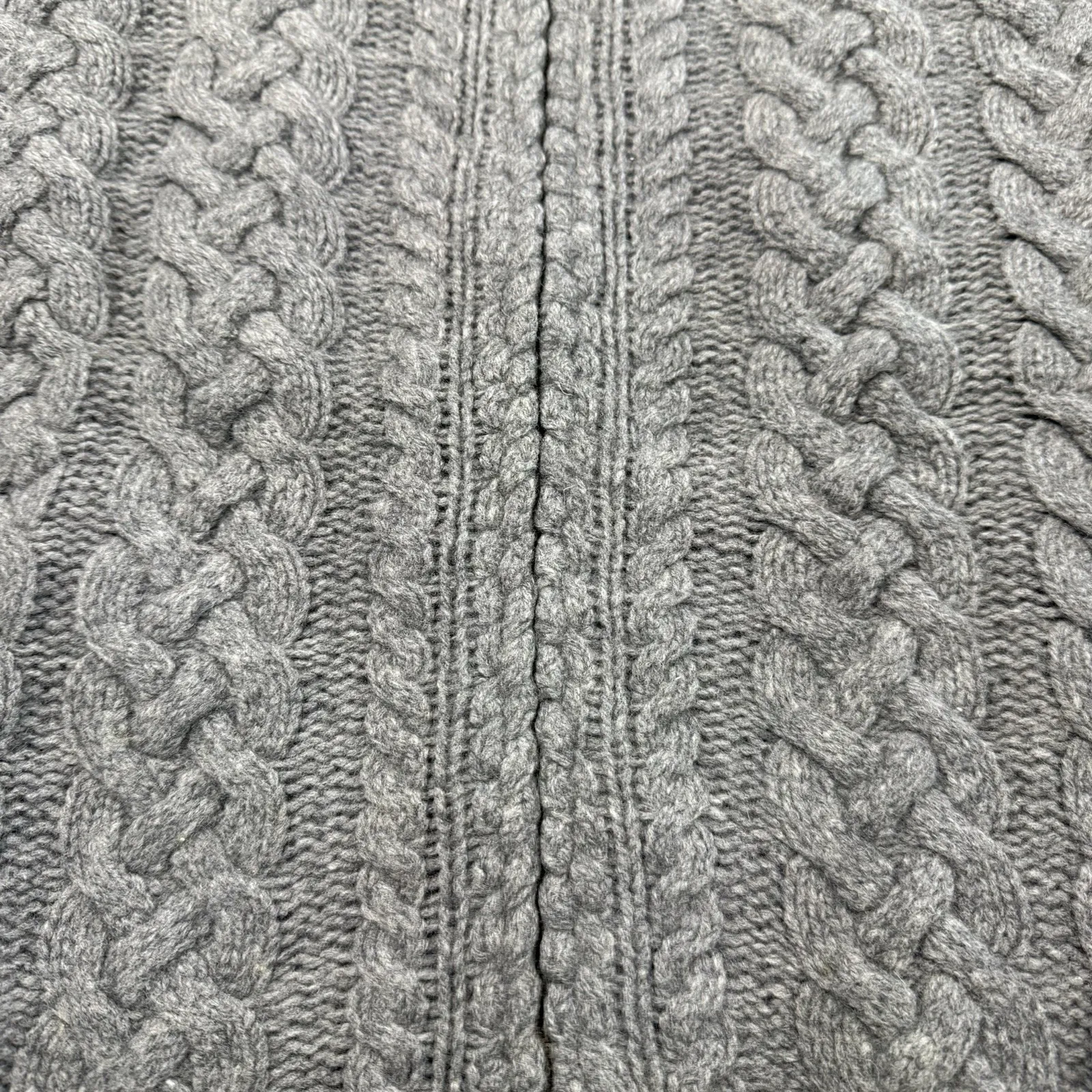 Vintage Lambswool Cardigan Sweater Large Newton Trading Zip Fisherman Cable Knit Gray Size undefined - Image 4