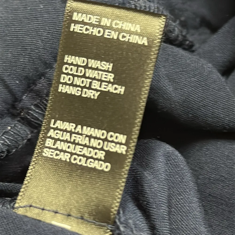 Ambiance Navy High Elastic and Tie Waist Pleated Paper Bag Pocket Shorts Small Blue - Image 12