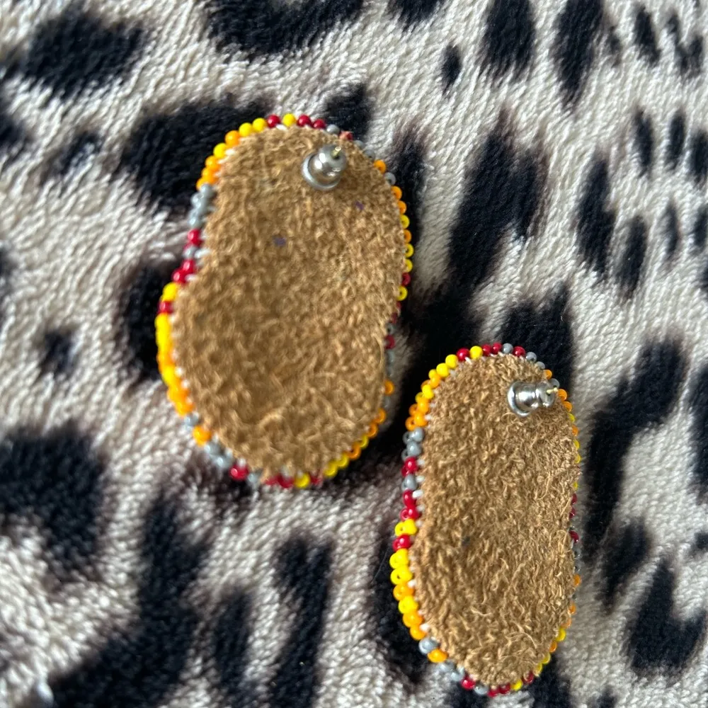 Colorful Beaded Earrings Red - Image 4