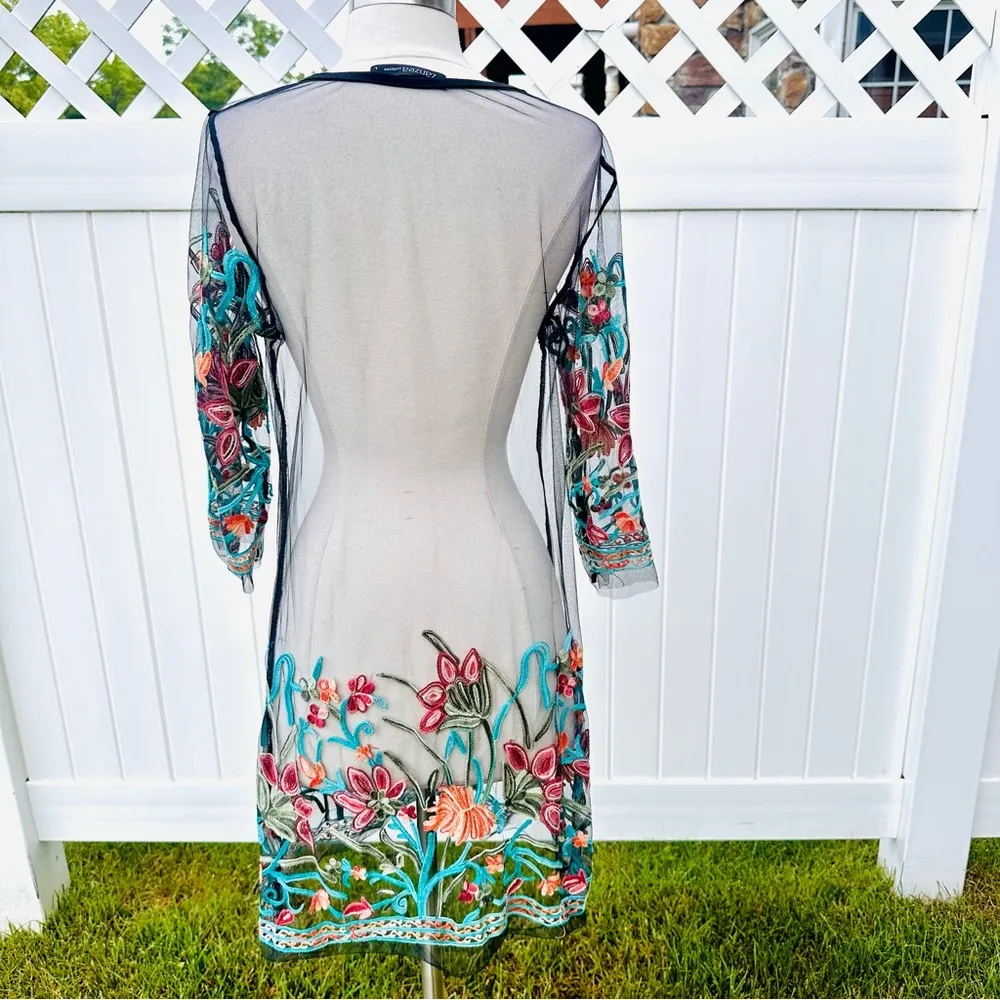 Zanzea Floral Embroidery Mesh Sheer Dress - Image 10