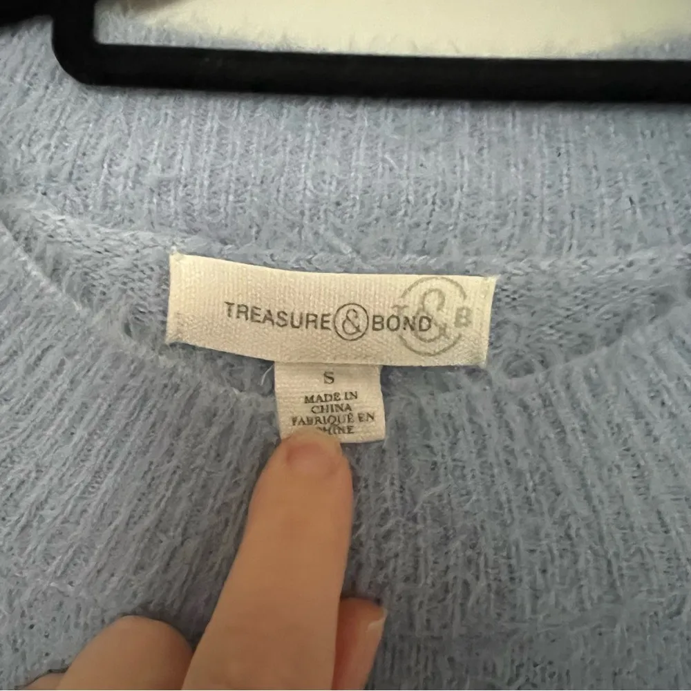 Treasure & Bond  Light Blue Fuzzy Pullover Crewneck Sweater Size S - Image 6